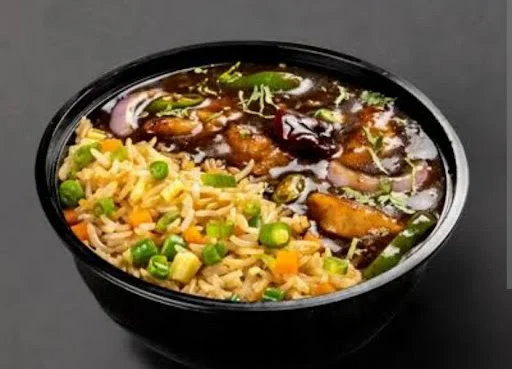 Chicken Fried Rice With Chili Chicken Gravy