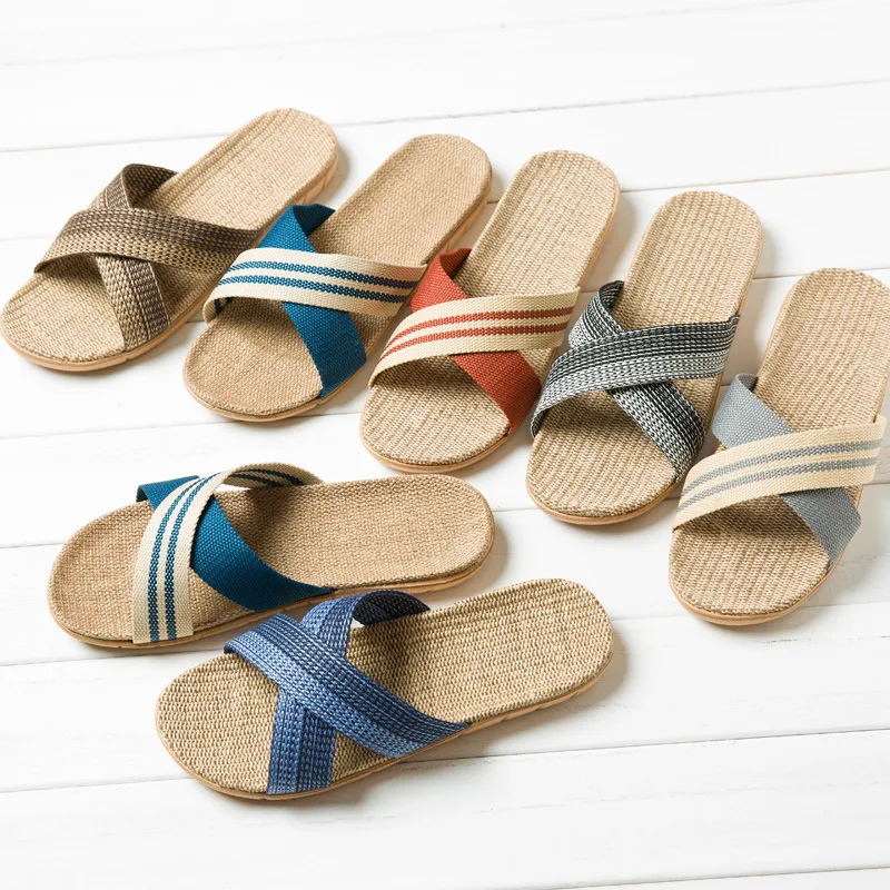 Linen Home Indoor Silent Non-slip Platform Sandals And Slippers. Comfortable, safe indoor footwear for quiet, relaxed li
