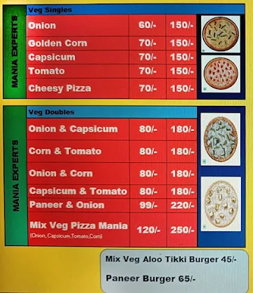 Pizza Experts menu 