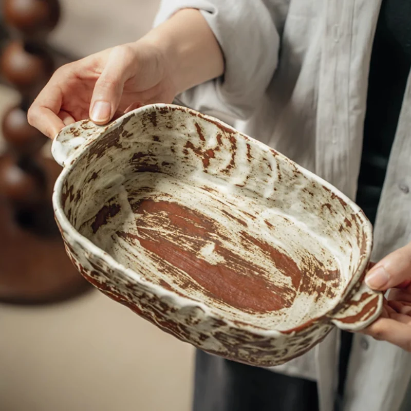Title 1, Handmade Coarse Pottery 8-inch Deep Plates with...