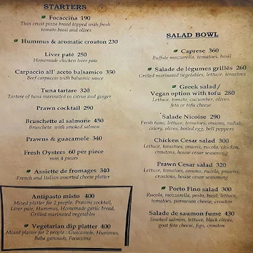 Porto Fino Tavern menu 