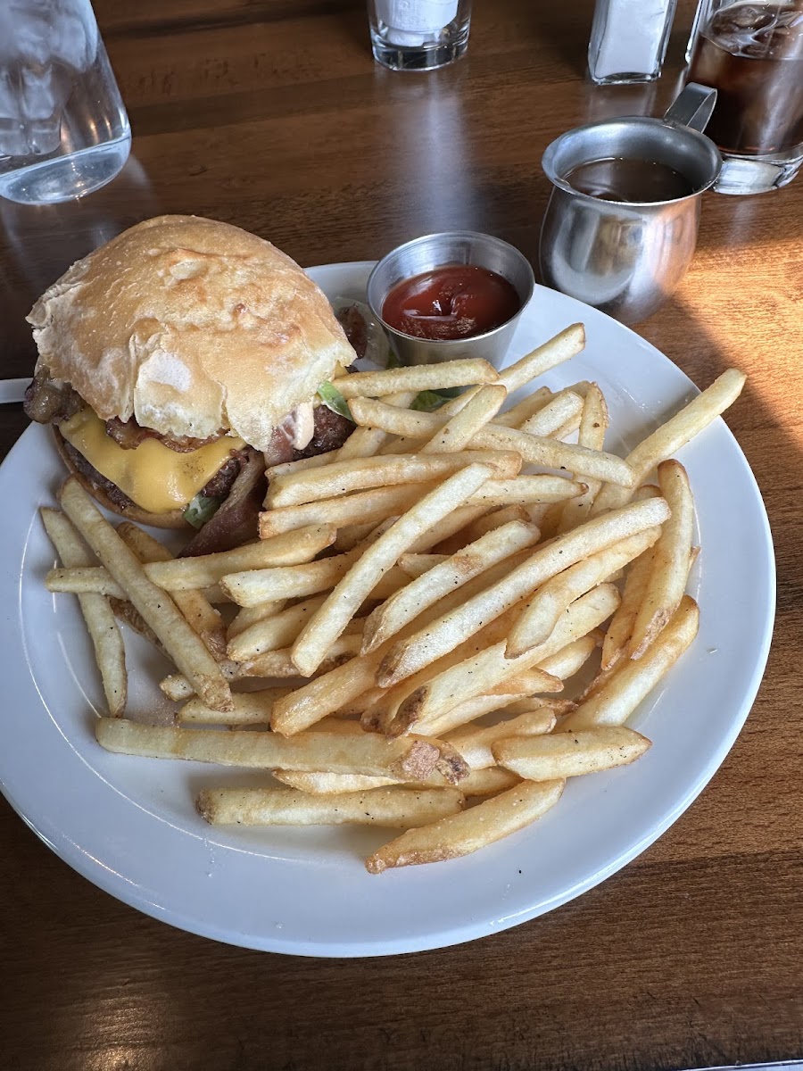 Bacon Pepper Burger, fries and gravy.