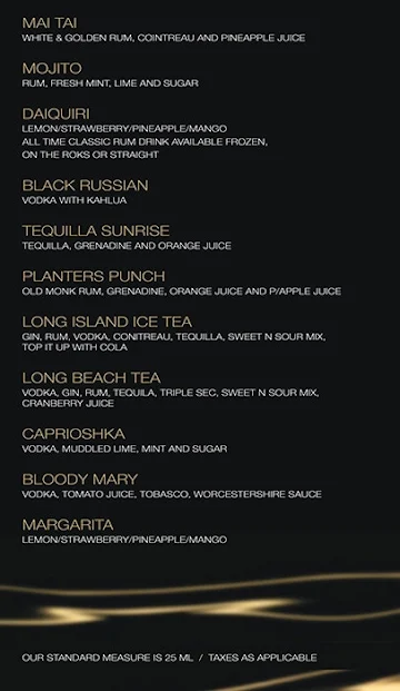 Flluid - Mosaic Hotels menu 