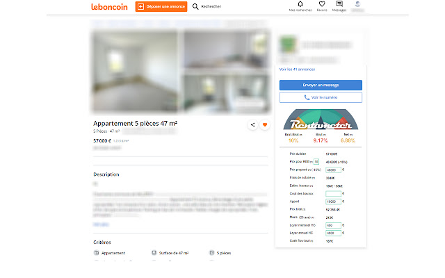 Rentameter: calcul rentabilité locative chrome extension