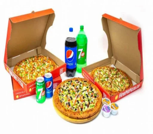 6 Cheese Capsicum Pizza (7inch) + 6 Paneer Parcel + 6 Coke