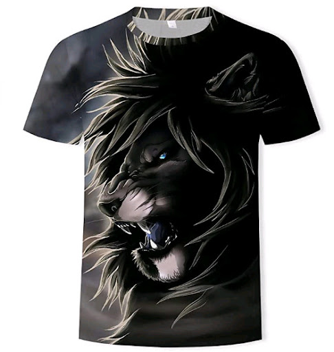 Title 5, Wolf Eagle Lion 3D Print Short Sleeve T-shirt, ...