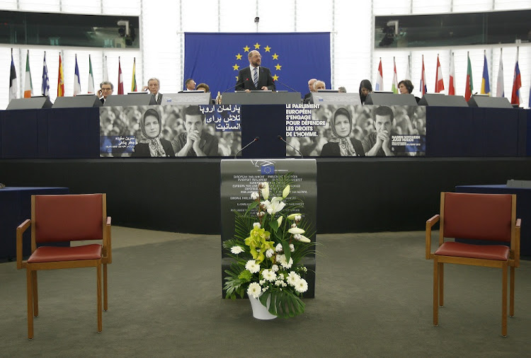 The European Union's prize for human rights and freedom of thought was awarded to two Iranians, imprisoned human rights lawyer Nasrin Sotoudeh, 49, and filmmaker Jafar Panahi, 52, who have both been cut off from the outside world for defying the country's leadership. File photo