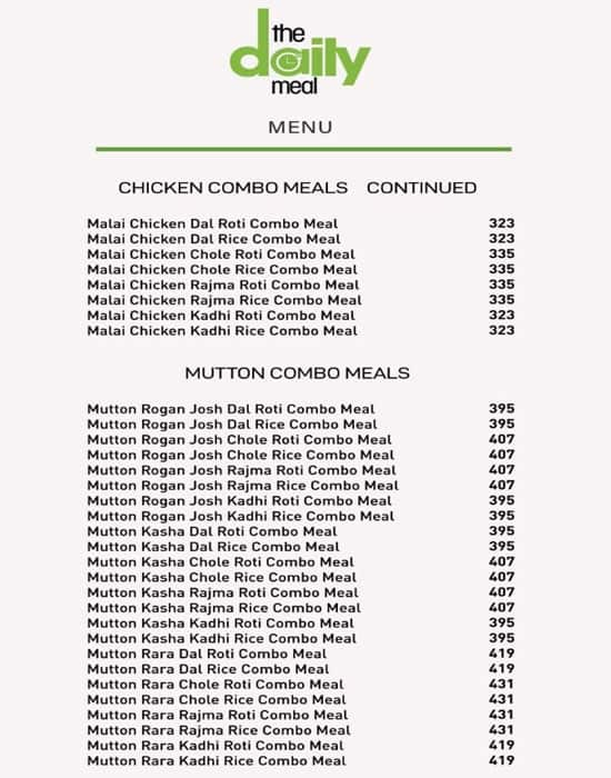 The Daily Meal menu 