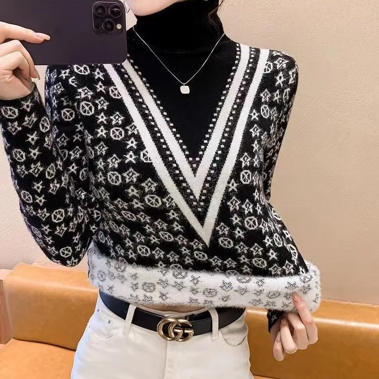 Suéter acolchado de terciopelo Camisa de mujer de una sola capa con forro polar engrosado