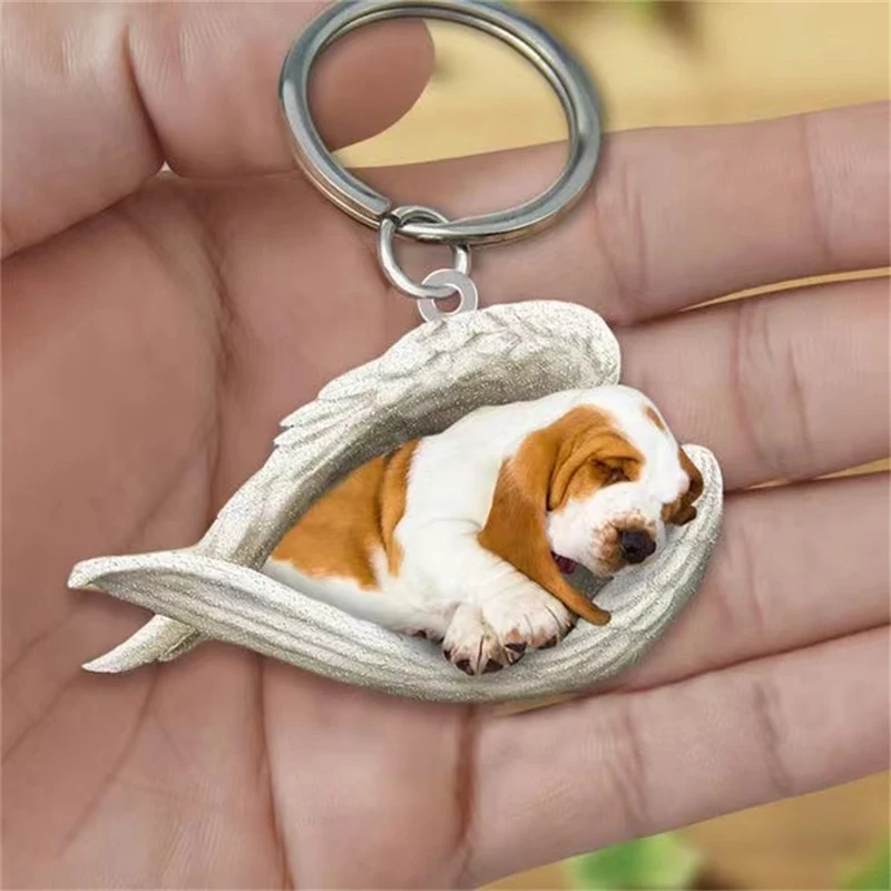 Pendentif Porte-clés Créatif Ange Endormi pour Animaux de Compagnie Un accessoire adorable et pratique. Gardez votre animal de compagnie près de vous avec ce charmant ange endormi.