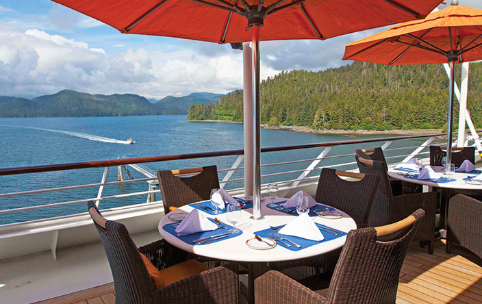 Dine on deck on Sirena at the Terrace Café.