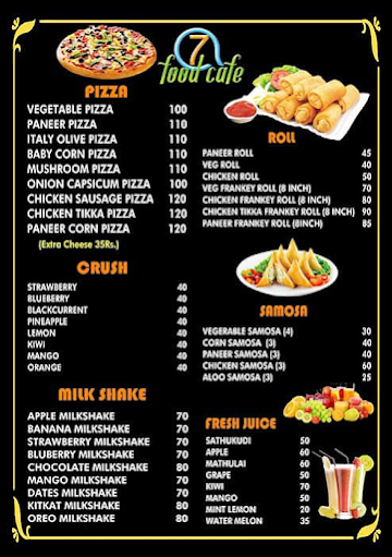 The Fitness Cafe menu 