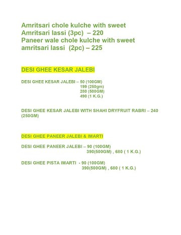 Sindhi Sweets & Confectioners menu 