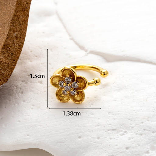 Title 5, Fashion Copper Inlaid Zircon Snake Flower Ear C...