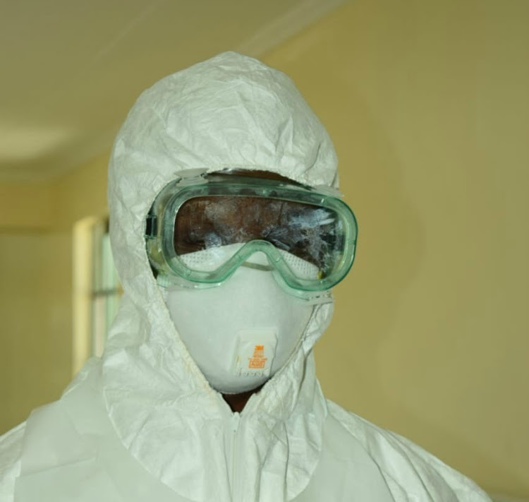 Nurse at Mbagathi County Hospital in protective gear for handling coronavirus patients.