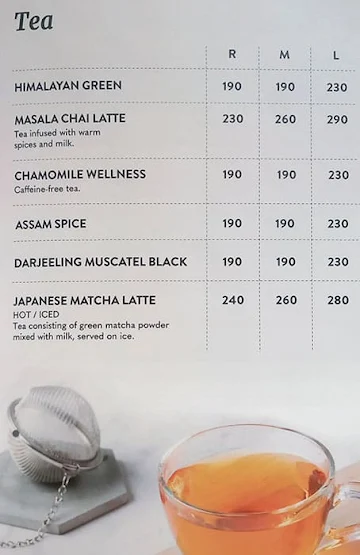 Third Wave Coffee menu 