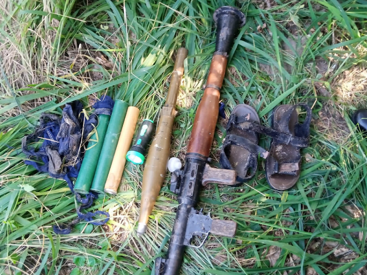 Recovered weapons, one Rocket Propelled Grenade (RPG) launcher, one RPG heat warhead, one booster, and two booster housing.