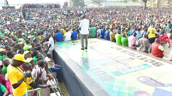 Ford Kenya leader Moses Wetangula addressing their supporters in Vihiga on Sunday February 6, 2022.