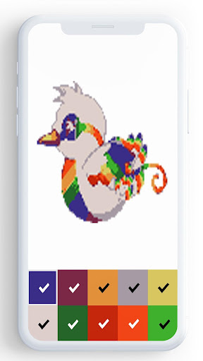 Birds Color By Number, pixel bird coloring