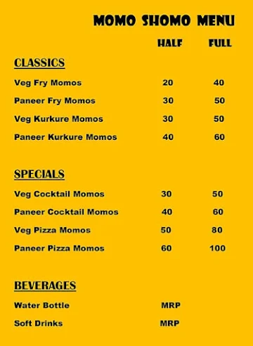 Momo Shomo menu 