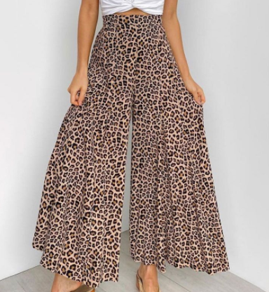 Brauner Leo-Print-Rock mit hohem, elastischem Bund aus Baumwolle für Damen in Übergröße. Bequem und stilvoll, perfekt für jeden Tag.