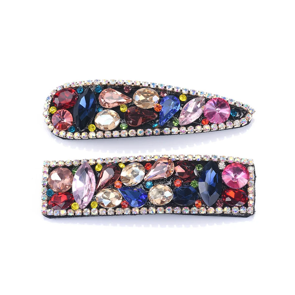 Épingle à cheveux diamant en verre coloré flanelle avec personnalité, pour des coiffures élégantes et uniques, accessoire idéal pour toutes occasions.