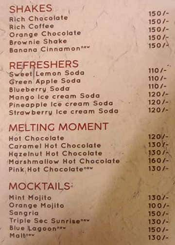 Poona Sweets menu 