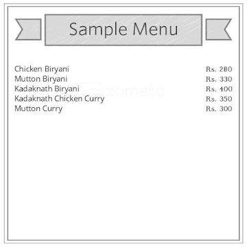 The Biryani House menu 