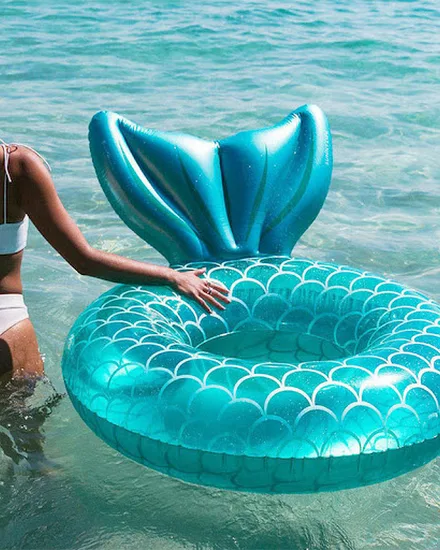 Rooxin Mermaid With Backrest Inflatable Swimming Ring Poo... - 3