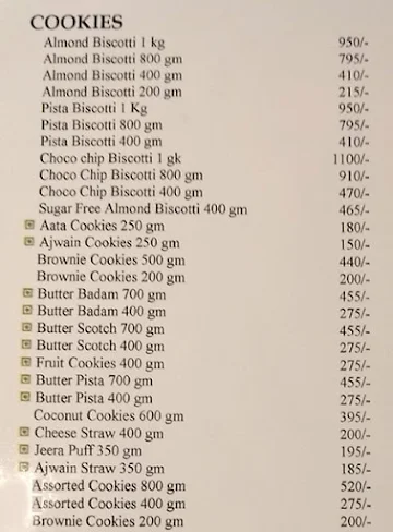 Anjlika Bakers & Confectioners menu 