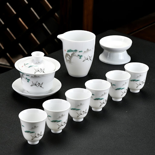 Title 3, Dehua High White Porcelain Cover Bowl Three Tal...