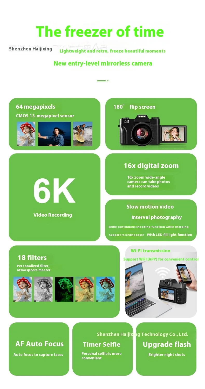 Title 7, 6K HD Digital Camera Mirrorless Retro Capture S...