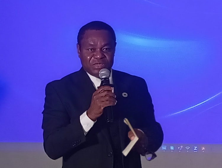 African Wildlife Foundation Vice President Global Leadership, Fred Kwame during the Media for Environment, Science, Health and Agriculture (MESHA) science cafe' in Nairobi.