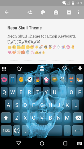 Neon Skull Emoji Keyboard Skin