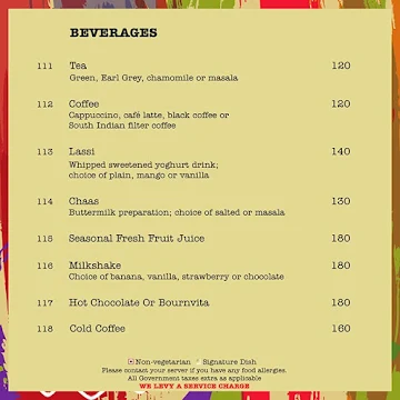 Citrus Cafe - Lemon Tree Hotel menu 