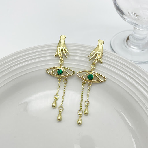 Title 3, Retro Exaggerated Finger Turquoise Eyes Tassel ...