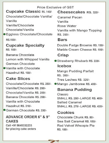 Magnolia Bakery menu 