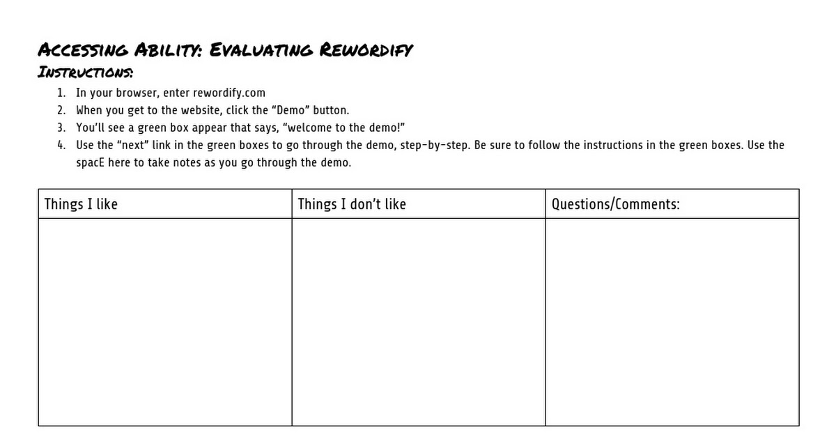 Accessing Ability: Evaluating Rewordify