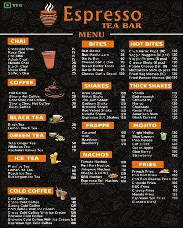 Espresso Tea Bar menu 