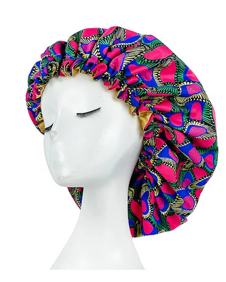 New Big Print Ankara Women Satin Bonnet Head Cover Silky ... - 1