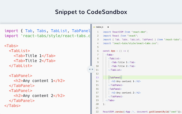 Snippet to CodeSandbox