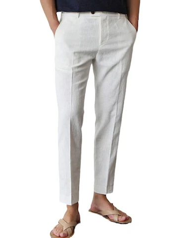 Witte katoenen linnen heren casual - 1