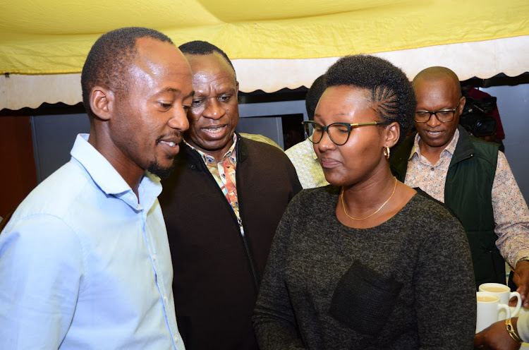 Mwala mp vincent musau while condoling with Annastacia Muendo following the death of her husband.