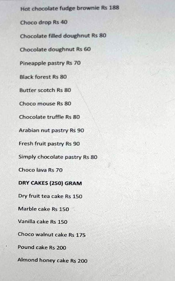 Saffron Bakery menu 