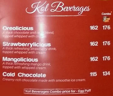 Kalmane Koffees menu 