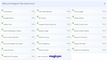 Hangout The Food Court menu 