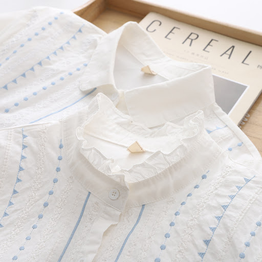 Title 4, Womens Embroidered Lace Fungus Collar Loose Lo...