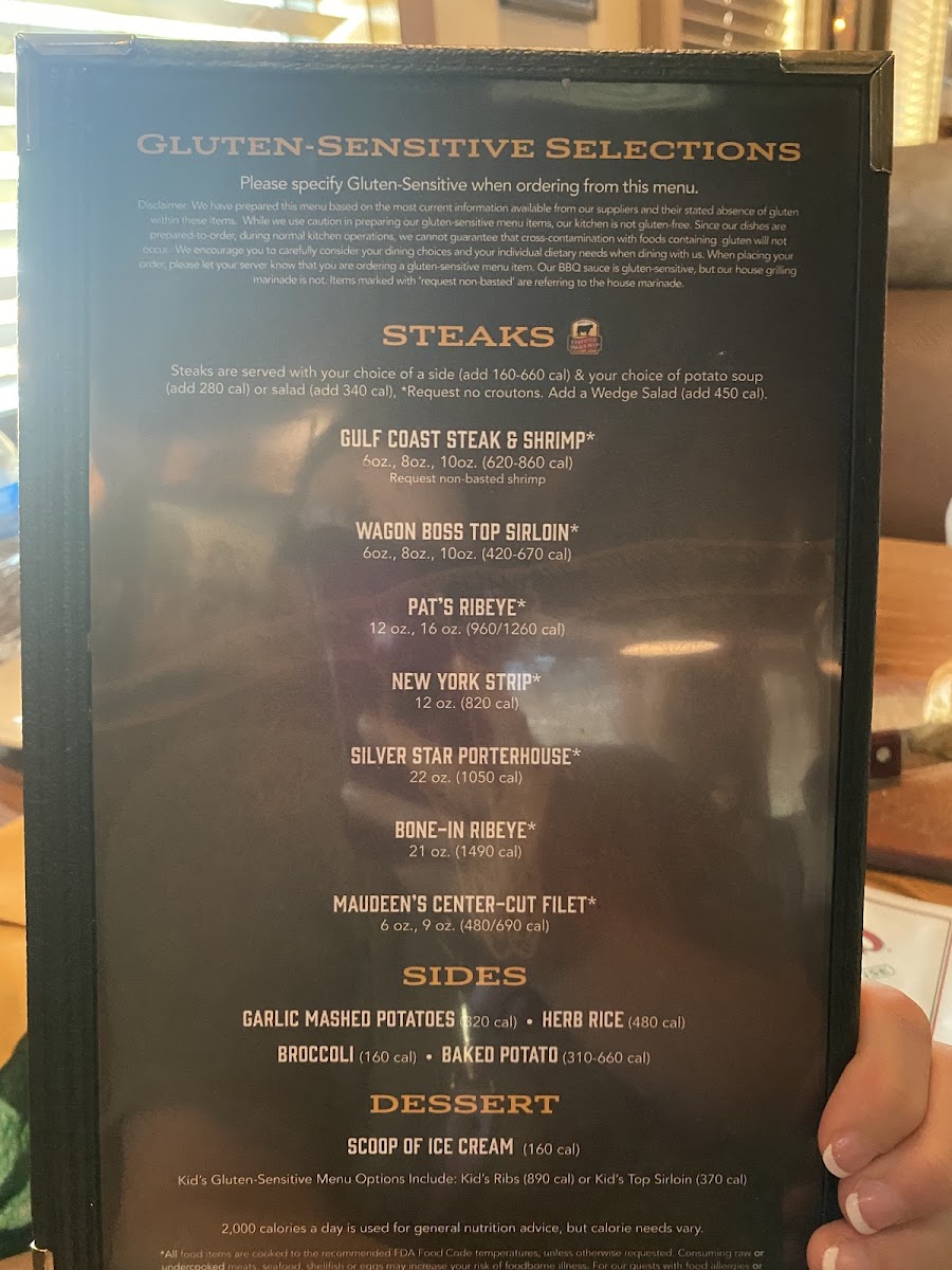 Saltgrass Steak House gluten-free menu