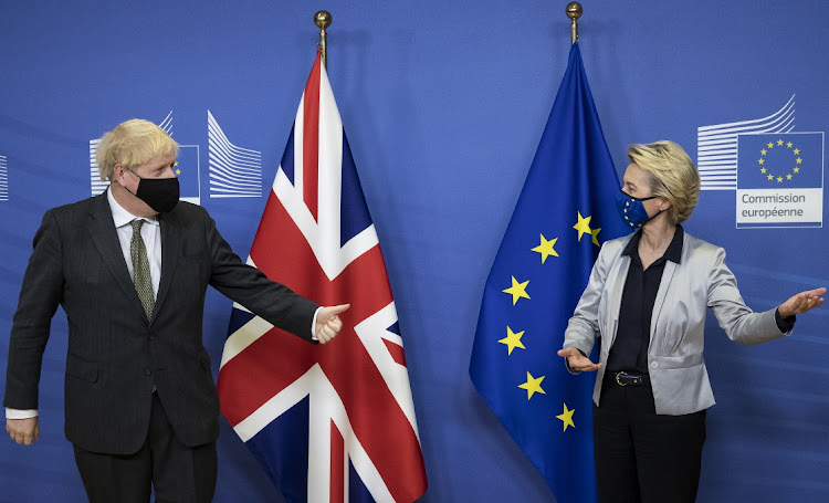 UK Prime Minister Boris Johnson (left) and European Commission president Ursula von der Leyen in Brussels, Belgium, on December 9 2020. Picture: BLOOMBERG/PA MEDIA/AARON CHOWN