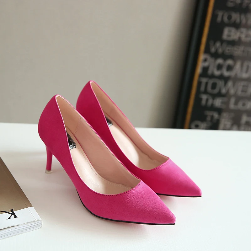Sapatos de Salto Alto de Camurça Fashion Primavera Verão 2021, Sapatos Sexy e Rasos para um Novo Estilo de Trabalho Feminino